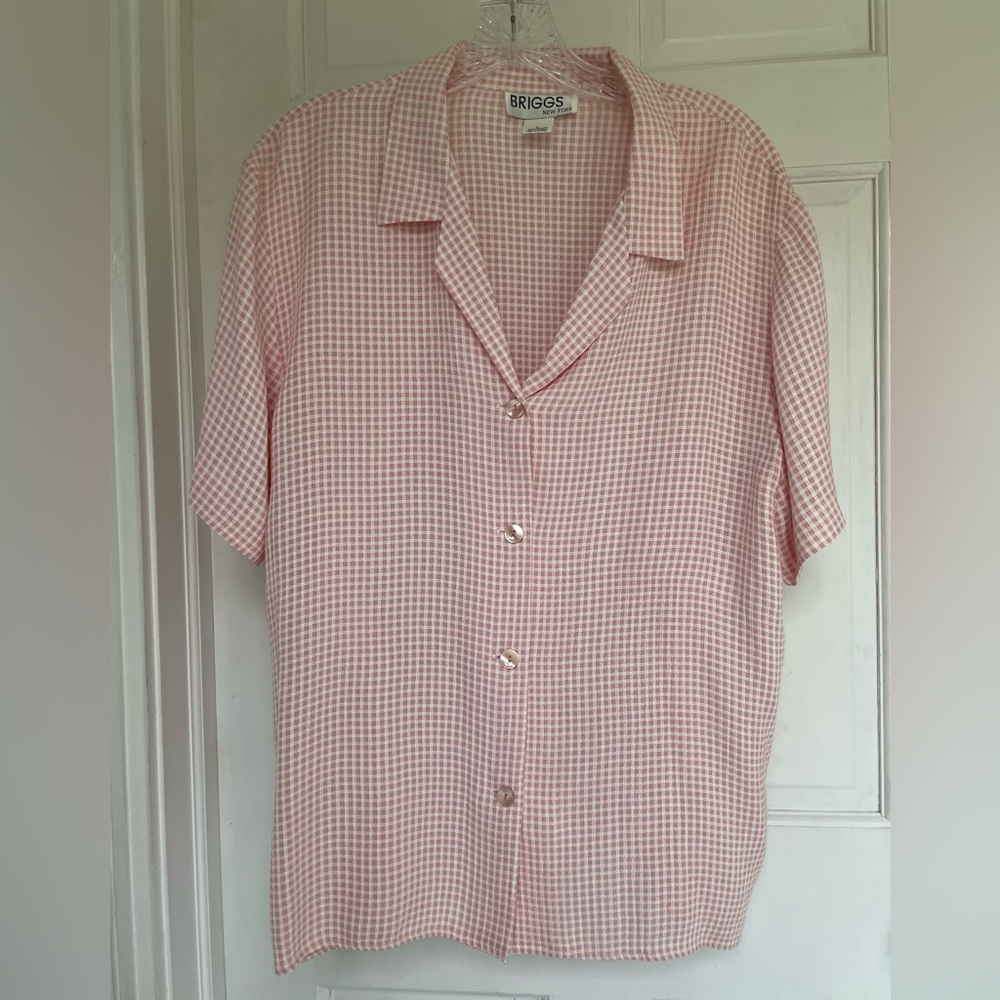 Pink and white mini check by Briggs New York large vintage